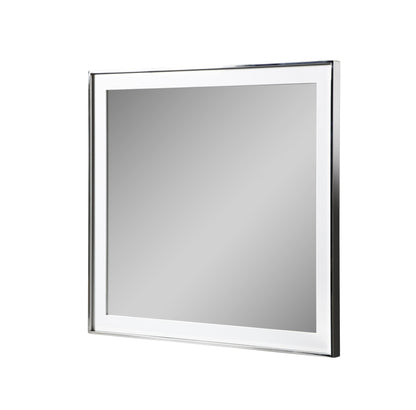 Modrest Cartier Modern White + Stainless Steel Mirror – Sleek and Contemporary Accent for Modern Bedrooms and Living Spaces