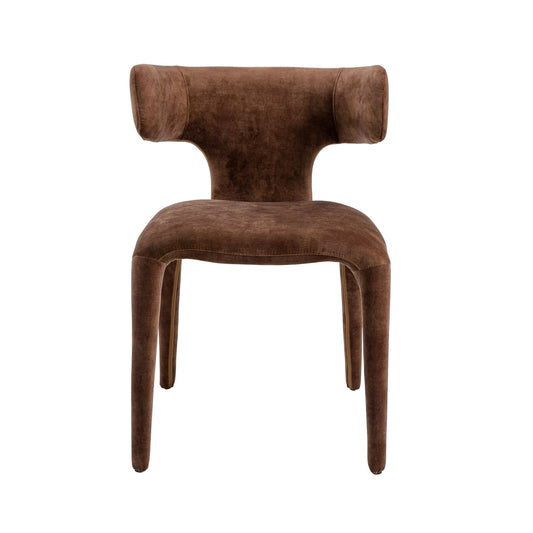 Modrest Saehee Modern Camel Velvet Fabric Dining Chair - Stylish & Comfortable Dining Seating