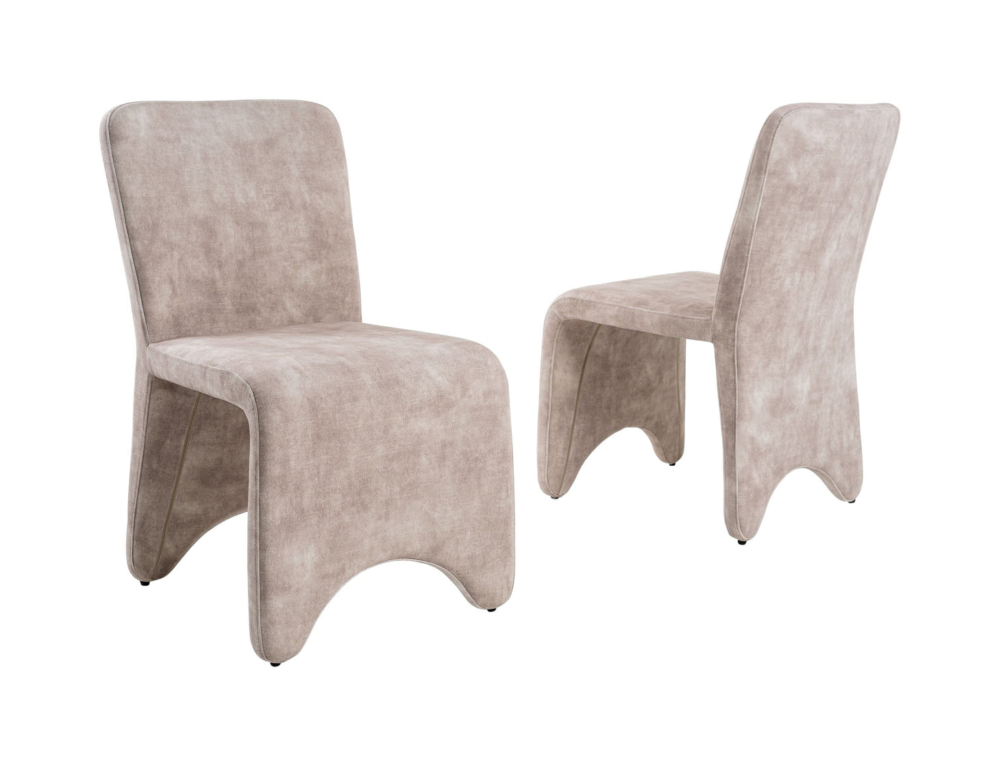 Modrest Ditka - Modern Beige Velvet Dining Chair (Set of 2) – Elegant and Luxurious Dining Seating
