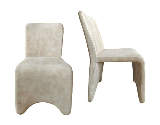 Modrest Ditka - Modern Beige Velvet Dining Chair (Set of 2)