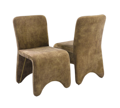 Modrest Ditka - Modern Camel Velvet Dining Chair (Set of 2) – Stylish and Comfortable Dining Seating
