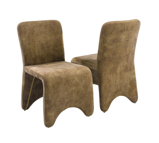 Modrest Ditka - Modern Camel Velvet Dining Chair (Set of 2) – Stylish and Comfortable Dining Seating