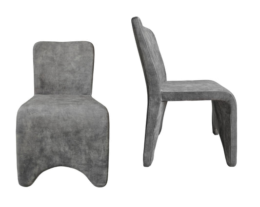 Modrest Ditka - Modern Grey Velvet Dining Chair (Set of 2)