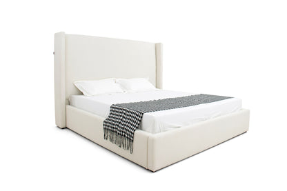 Modrest Byrne Modern Off-White Fabric Bed - Elegant and Comfortable Bedroom Centerpiece