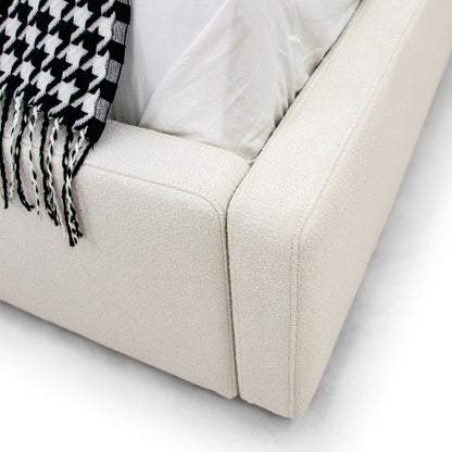 Modrest Byrne Modern Off-White Fabric Bed - Elegant and Comfortable Bedroom Centerpiece
