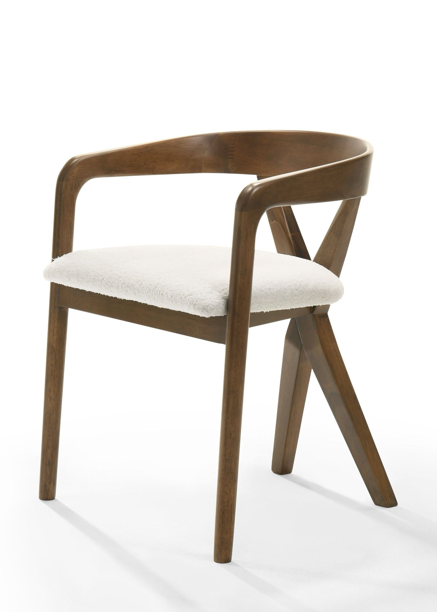 Modrest Weiss - Mid-Century Modern White Fabric + Walnut Dining Chair