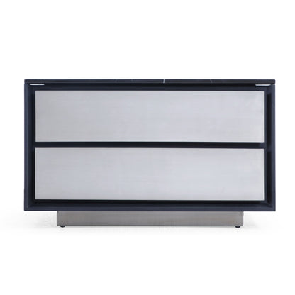 Modrest Concord Modern Grey Velvet, Black Marble, Black Ash, and Aluminum Bedroom Set for a Luxurious and Contemporary Bedroom Style