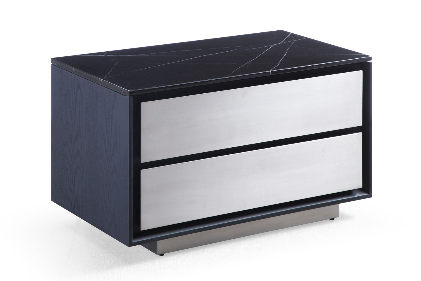 Modrest Concord Modern Grey Velvet, Black Marble, Black Ash, and Aluminum Bedroom Set for a Luxurious and Contemporary Bedroom Style