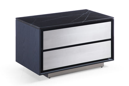Modrest Concord Modern Grey Velvet, Black Marble, Black Ash, and Aluminum Bedroom Set for a Luxurious and Contemporary Bedroom Style