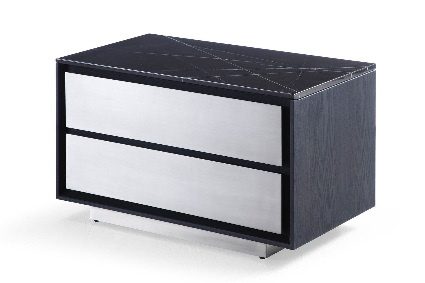 Modrest Concord Modern Grey Velvet, Black Marble, Black Ash, and Aluminum Bedroom Set for a Luxurious and Contemporary Bedroom Style