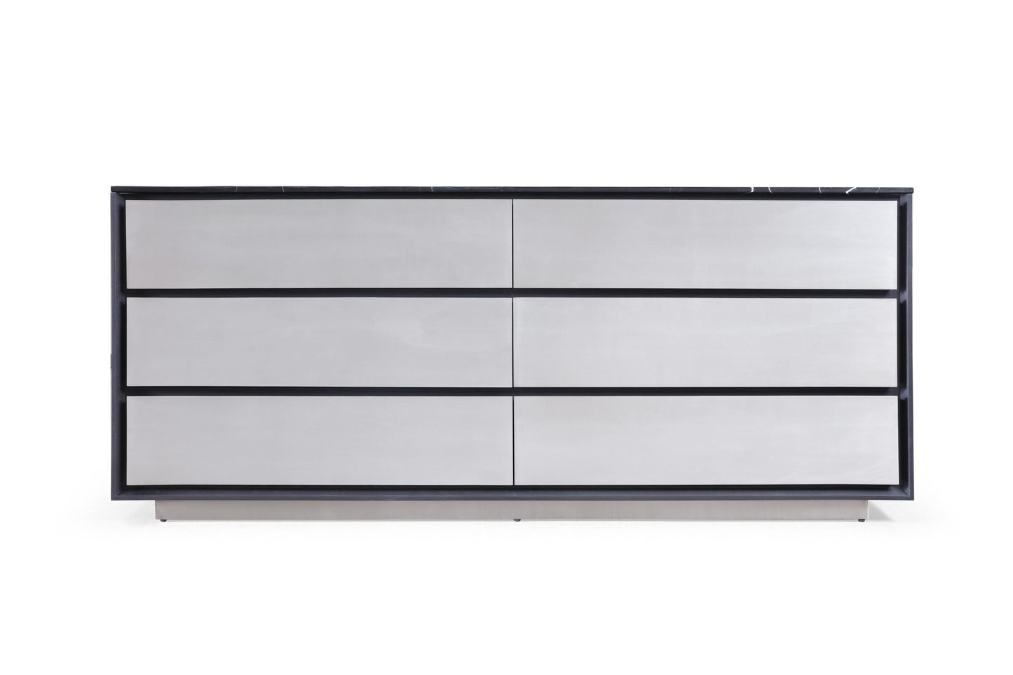 Modrest Concord Modern Grey Velvet, Black Marble, Black Ash, and Aluminum Bedroom Set for a Luxurious and Contemporary Bedroom Style