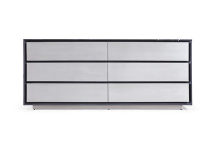 Modrest Concord Modern Grey Velvet, Black Marble, Black Ash, and Aluminum Bedroom Set for a Luxurious and Contemporary Bedroom Style