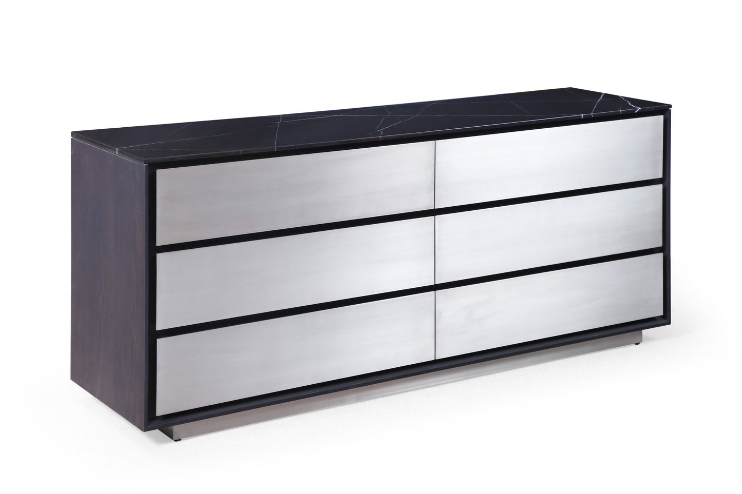 Modrest Concord Modern Grey Velvet, Black Marble, Black Ash, and Aluminum Bedroom Set for a Luxurious and Contemporary Bedroom Style