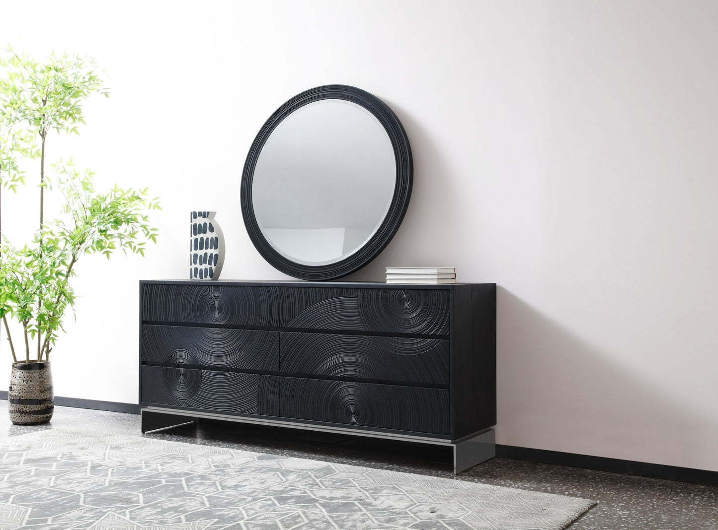 Modrest Cirque Modern Black Ash Dresser for Sleek and Stylish Bedroom Storage