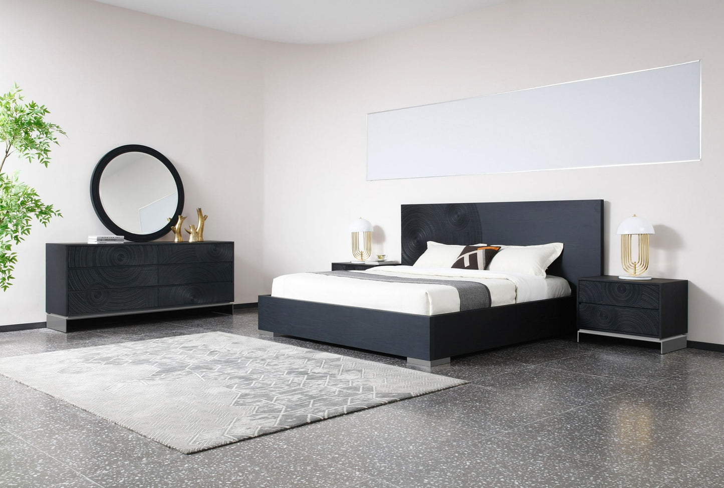 Modrest Cirque - Modern Black Ash Bed