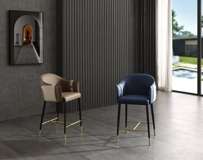 Shop Modrest Calder Modern Vegan Leather Counter Chair - Stylish Blue & Beige Design for Contemporary Kitchens