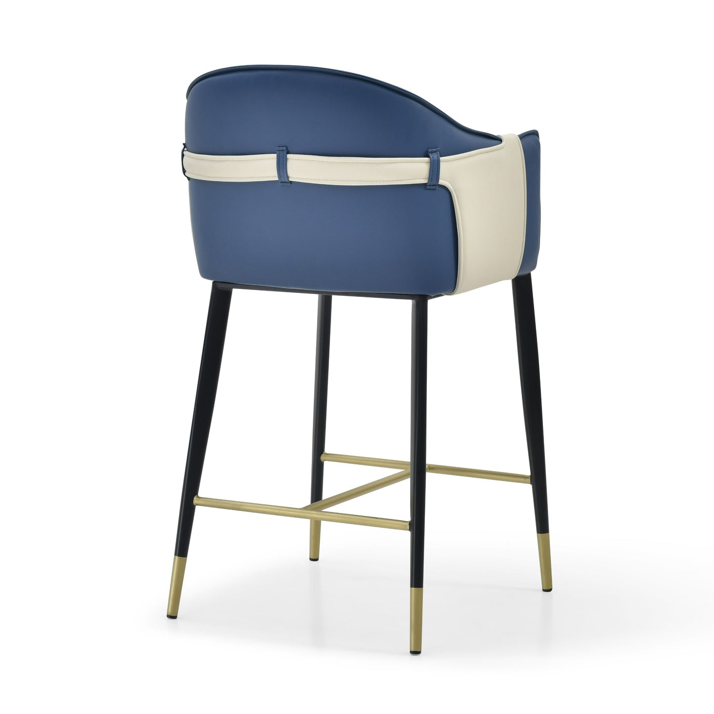 Modrest Calder - Modern Blue & Beige Vegan Leather Counter Chair