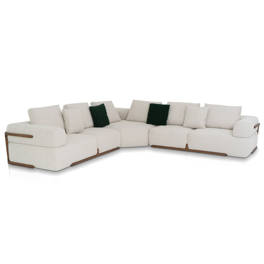 Divani Casa Simone Modern Off-White Fabric Sectional Sofa for Elegant and Comfortable Living Spaces