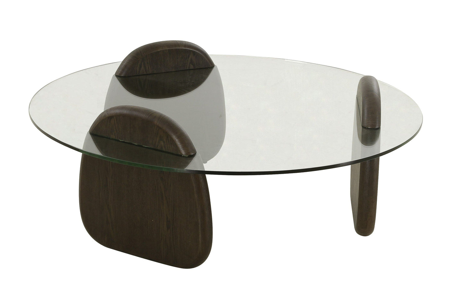 Modrest Buxton - Mid-Century Modern Glass + Dark Walnut Coffee Table