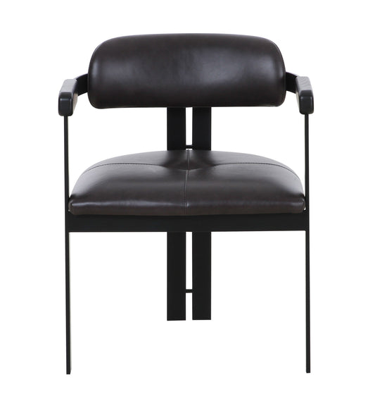 Modrst Aneta - Modern Dark Brown Leather + Black Dining Chair