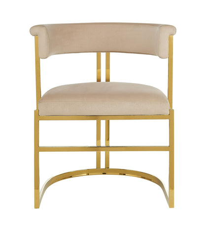 Modrest Munith - Modern Beige Velvet + Gold Dining Chair - Elegant and Luxurious Dining Seating