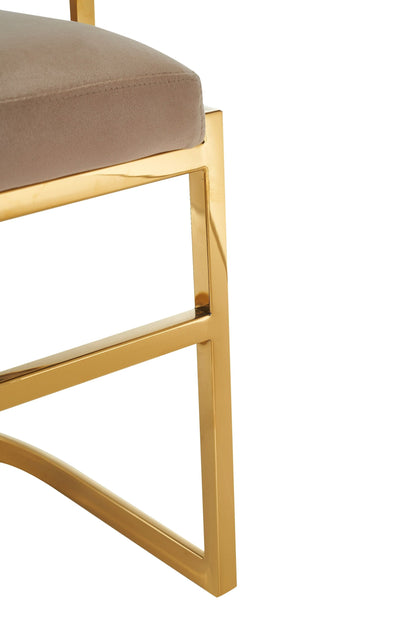 Modrest Munith - Modern Beige Velvet + Gold Dining Chair - Elegant and Luxurious Dining Seating