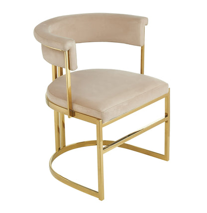 Modrest Munith - Modern Beige Velvet + Gold Dining Chair - Elegant and Luxurious Dining Seating