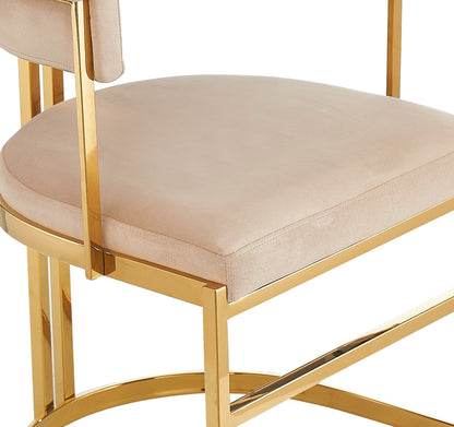 Modrest Munith - Modern Beige Velvet + Gold Dining Chair - Elegant and Luxurious Dining Seating