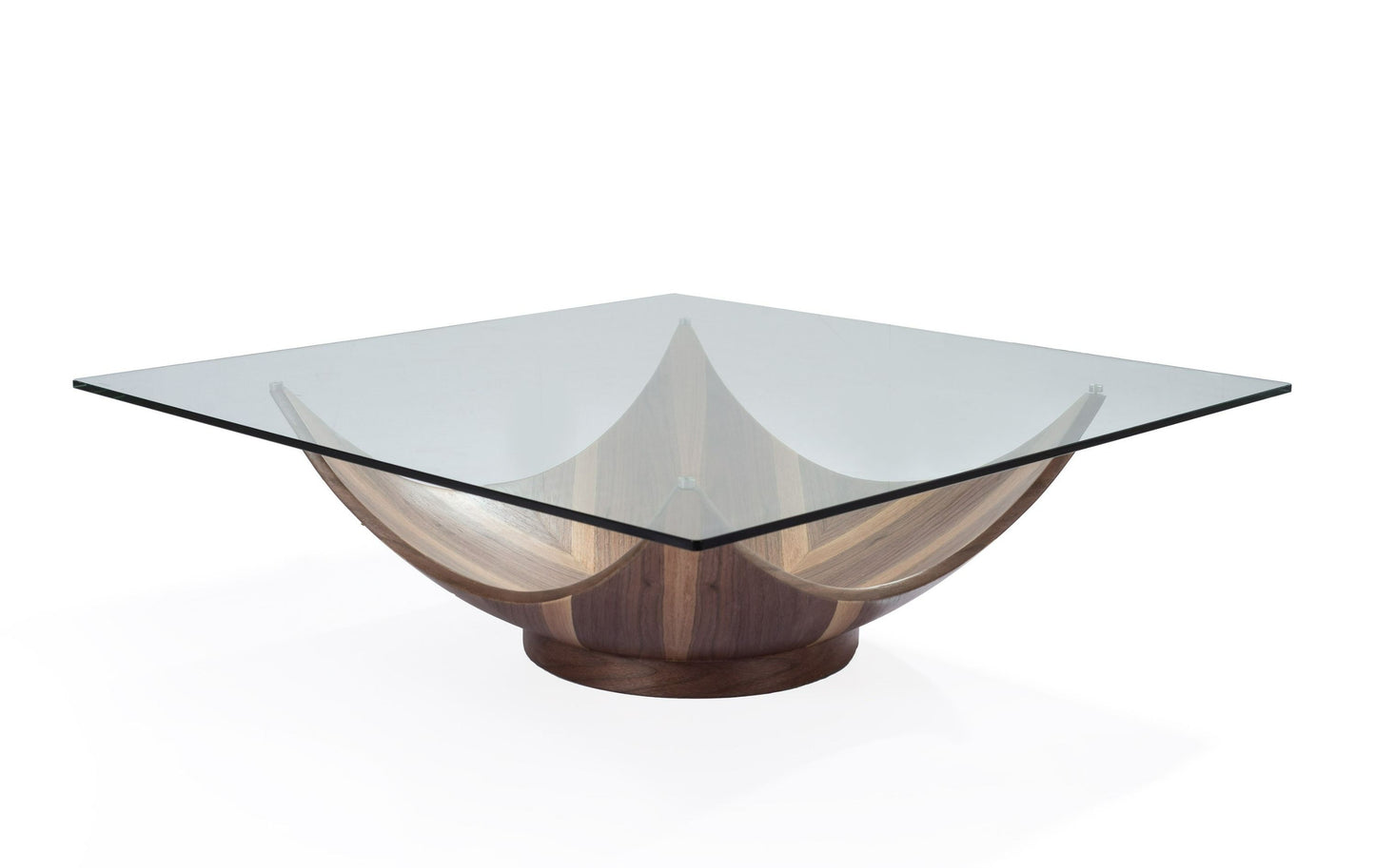 Modrest Sunset - Contemporary Glass + Walnut Square Coffee Table