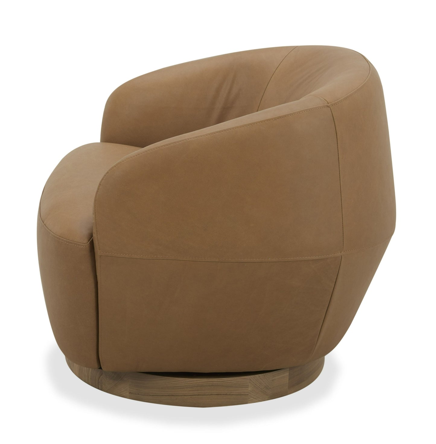 Divani Casa Agatha Modern Tan Leather Swivel Accent Chair - Stylish Tan Leather Upholstery with a Sleek Swivel Design for Contemporary Living Spaces.