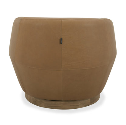 Divani Casa Agatha Modern Tan Leather Swivel Accent Chair - Stylish Tan Leather Upholstery with a Sleek Swivel Design for Contemporary Living Spaces.