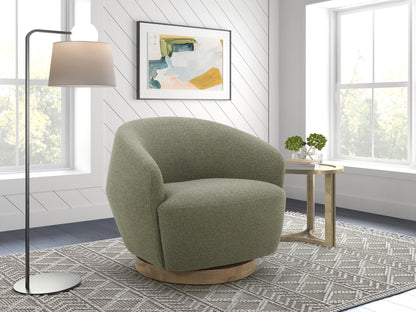 Divani Casa Agatha Modern Hemp Fabric Swivel Accent Chair - Stylish Hemp Fabric Upholstery with a Sleek Swivel Design.