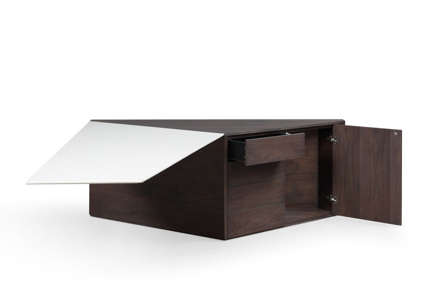 Modrest Kerouac Modern Dark Walnut Beige Leather Desk A Sophisticated Blend of Modern Elegance and Functional Design for Stylish Workspaces
