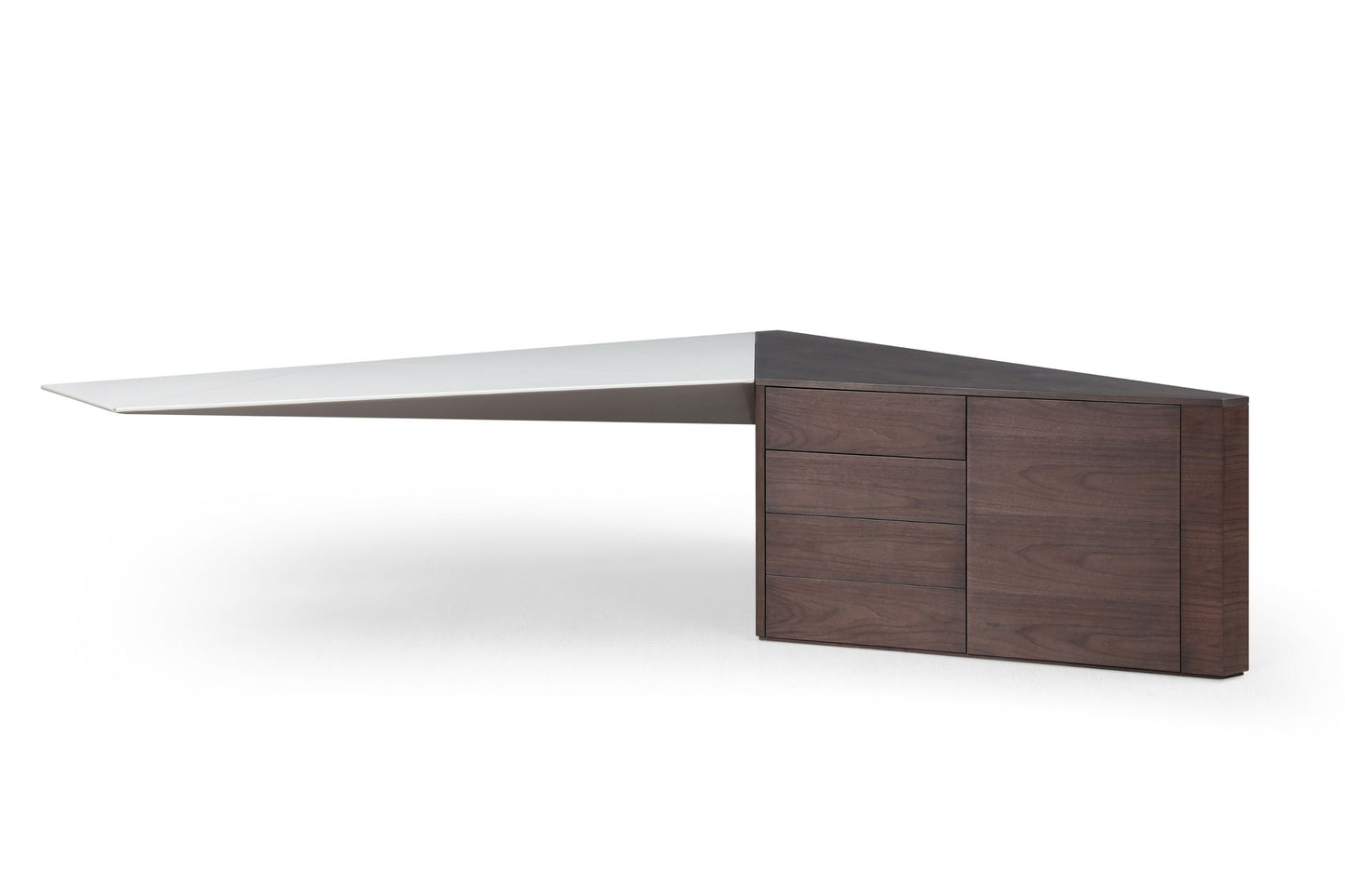 Modrest Kerouac Modern Dark Walnut Beige Leather Desk A Sophisticated Blend of Modern Elegance and Functional Design for Stylish Workspaces