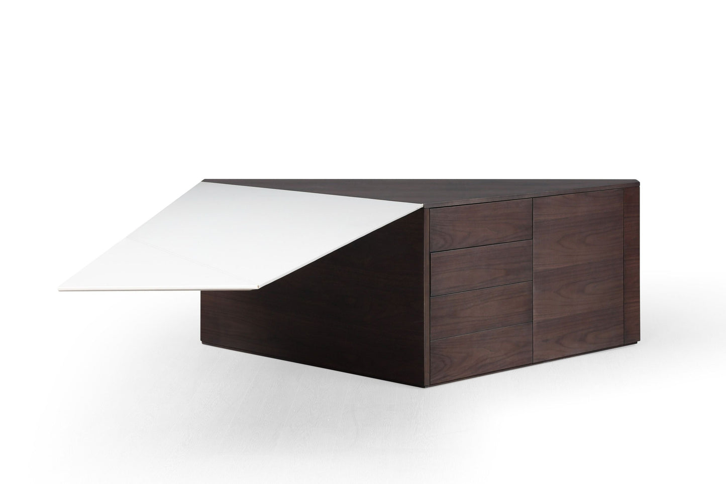 Modrest Kerouac Modern Dark Walnut Beige Leather Desk A Sophisticated Blend of Modern Elegance and Functional Design for Stylish Workspaces