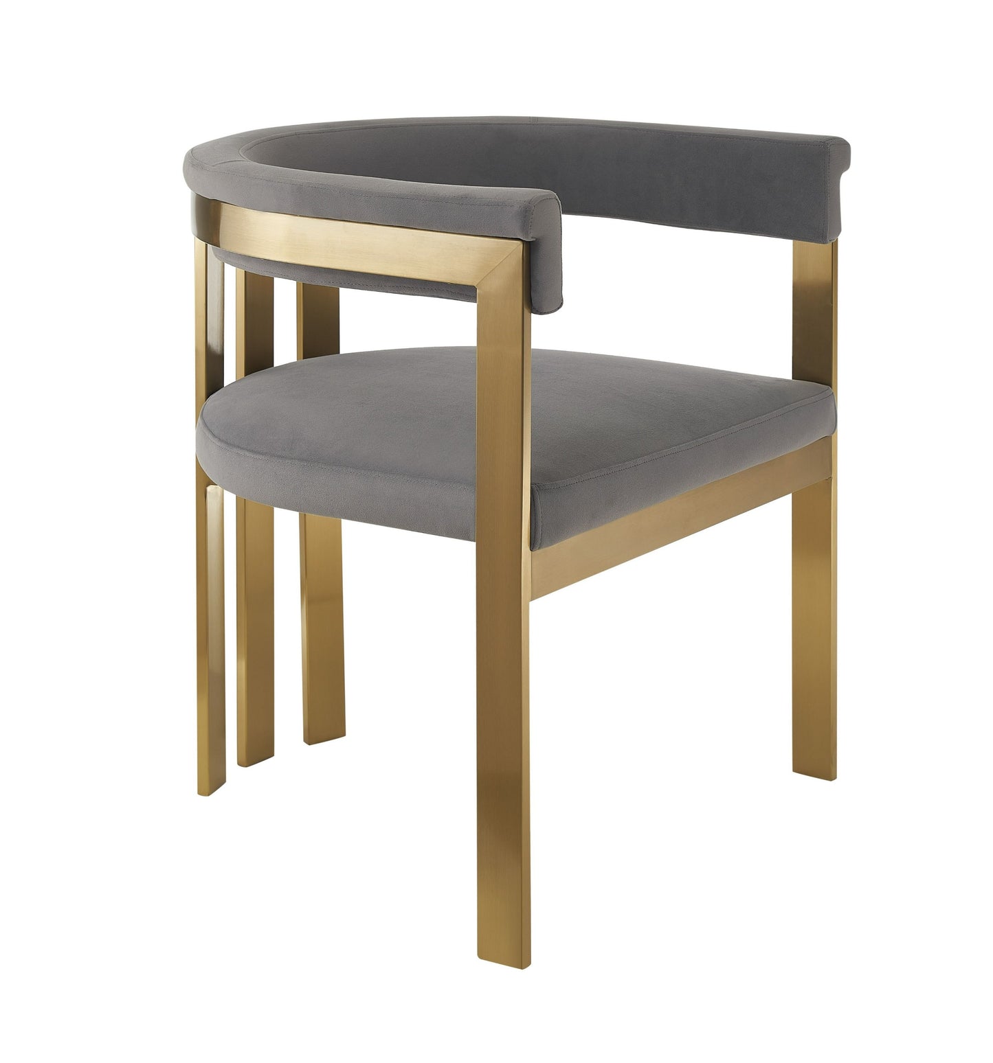 Modrest Pontiac - Modern Grey Velvet + Champagne Gold Dining Chair