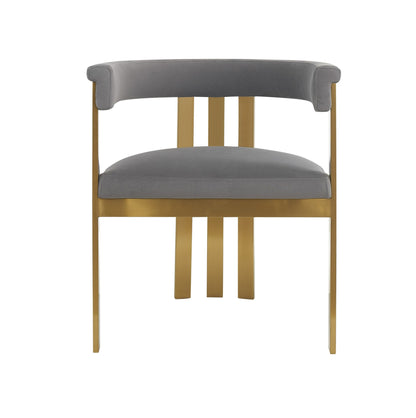Modrest Pontiac Modern Grey Velvet and Champagne Gold Dining Chair – A Glamorous Fusion of Luxurious Comfort and Contemporary Design
