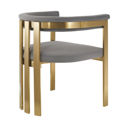 Modrest Pontiac Modern Grey Velvet and Champagne Gold Dining Chair – A Glamorous Fusion of Luxurious Comfort and Contemporary Design