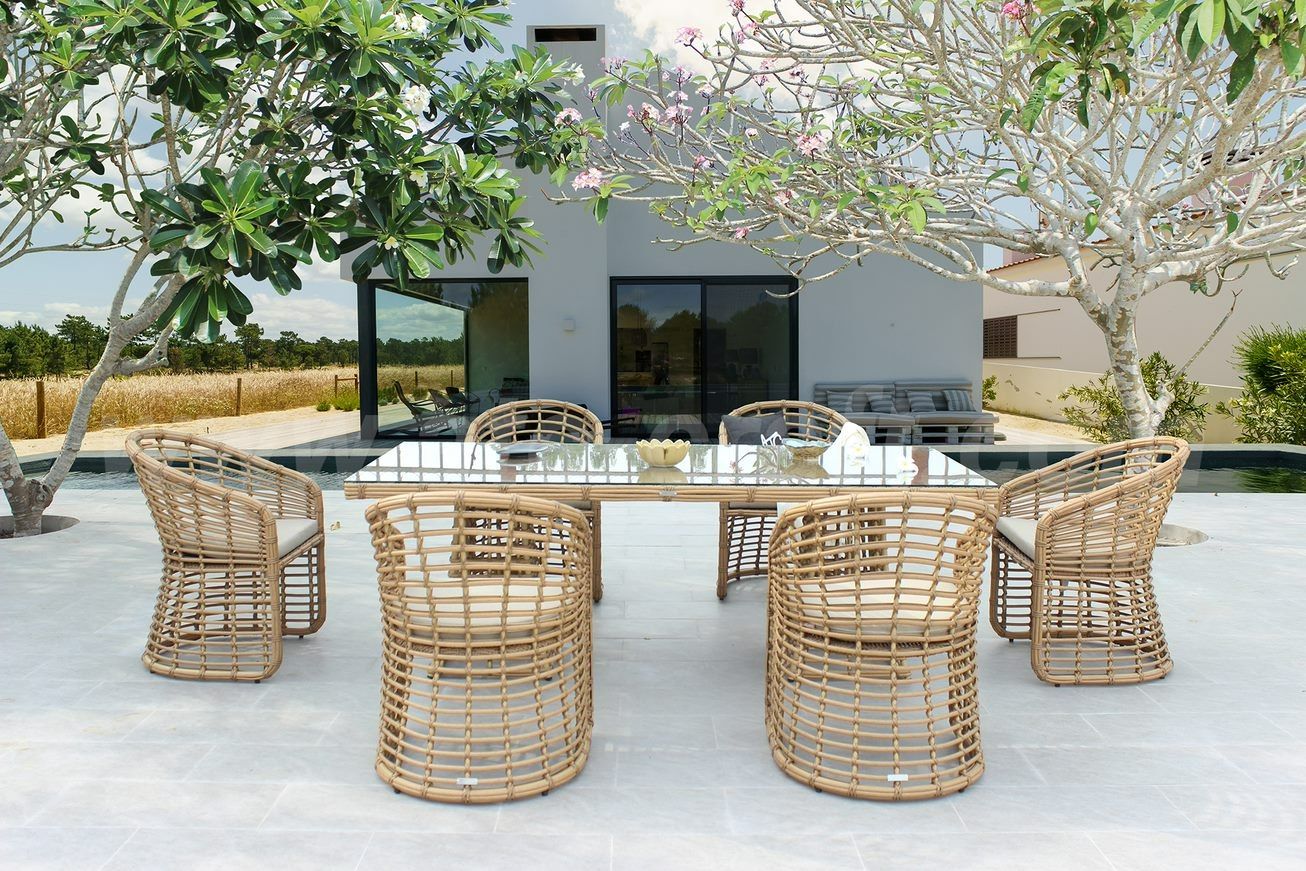 Mina - Outdoor Bamboo Wicker Dining Set