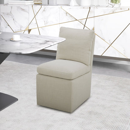 Modrest Adrian Modern Beige Fabric Dining Chair – A Contemporary Blend of Comfort and Elegant Design