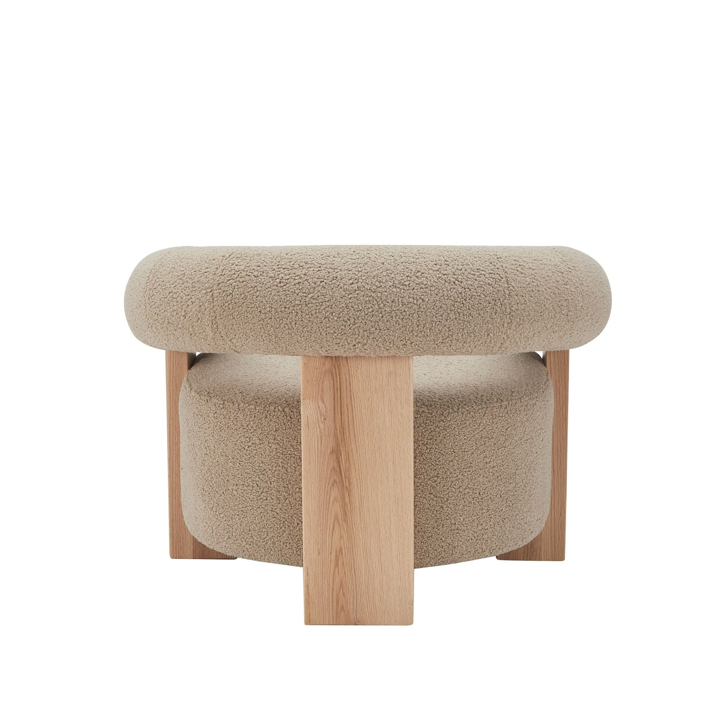 Modrest Alamo - Modern Beige Faux Sheepskin + Oak Accent Chair