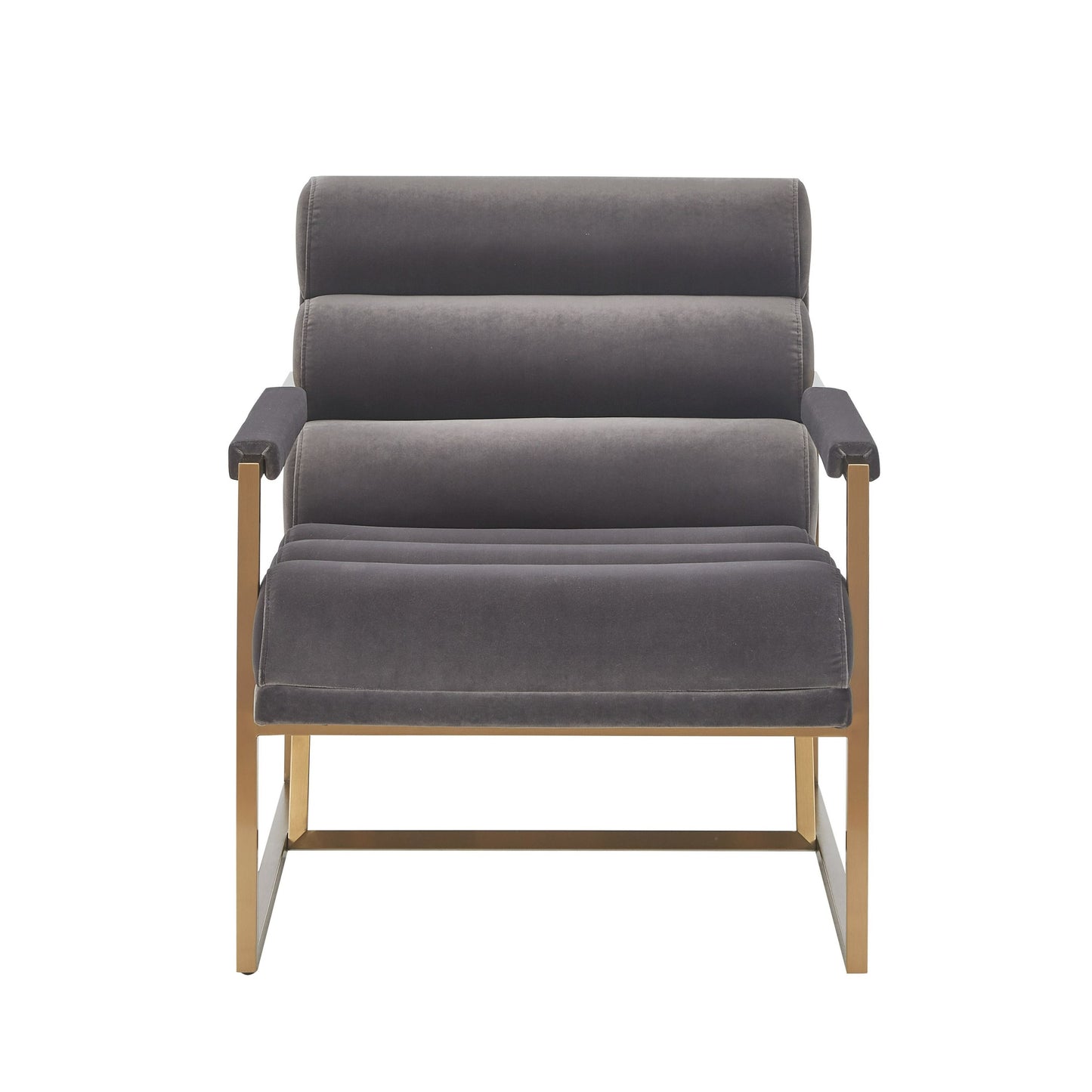 Modrest Anton - Modern Grey Velvet + Brass Accent Chair