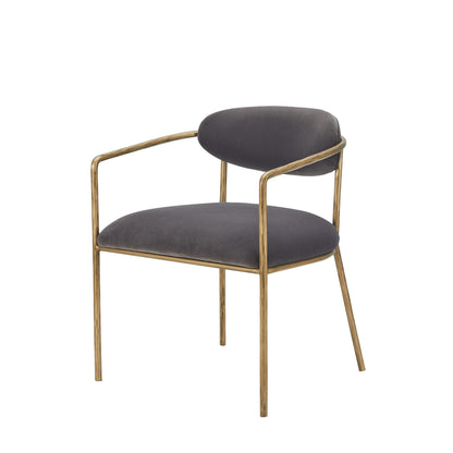 Modrest Baird Modern Grey Velvet and Brass Dining Chair – A Perfect Fusion of Luxurious Comfort and Contemporary Elegance