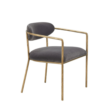Modrest Baird Modern Grey Velvet and Brass Dining Chair – A Perfect Fusion of Luxurious Comfort and Contemporary Elegance