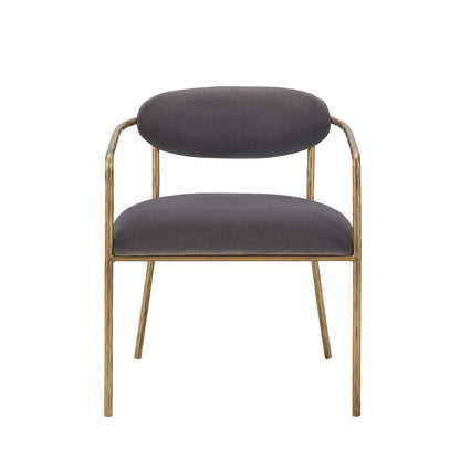 Modrest Baird Modern Grey Velvet and Brass Dining Chair – A Perfect Fusion of Luxurious Comfort and Contemporary Elegance