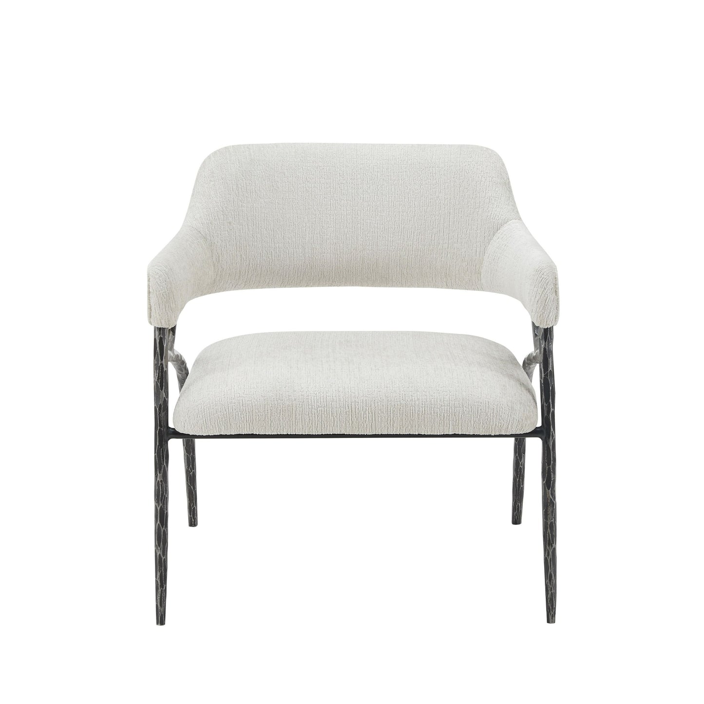 Modrest Ector - Modern Off-White Fabric + Forged Metal Accent Chair