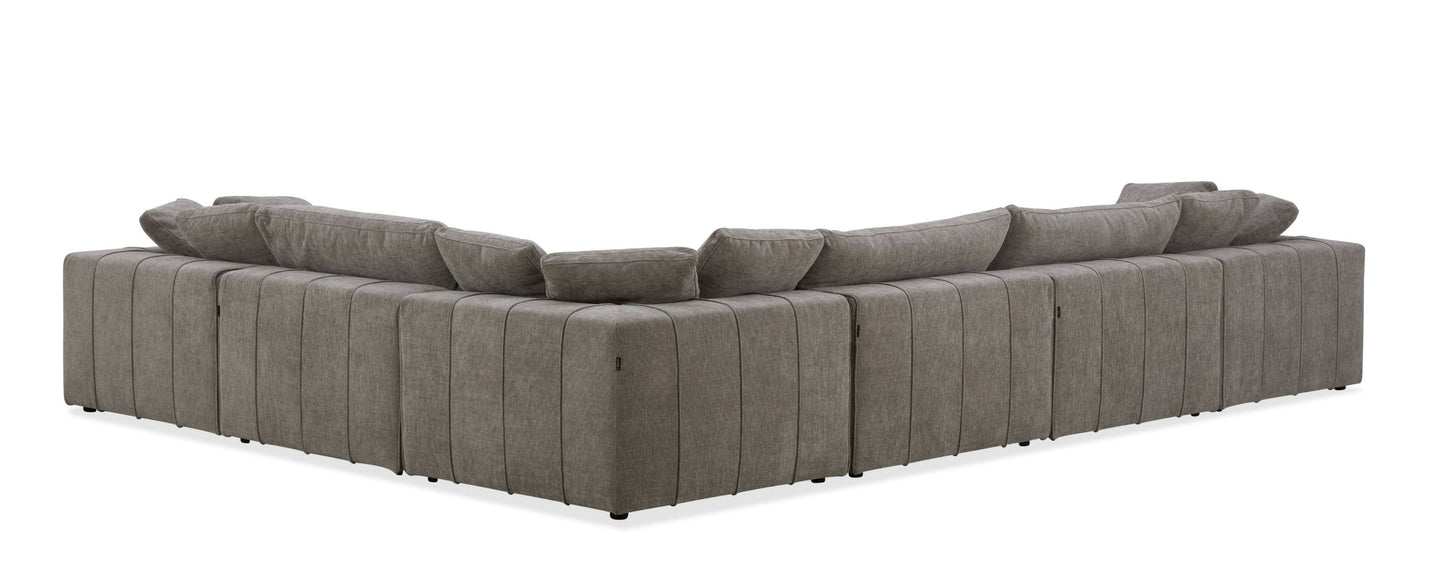 Divani Casa Vicki - Modern Grey Fabric Modular Sectional Sofa + Ottoman