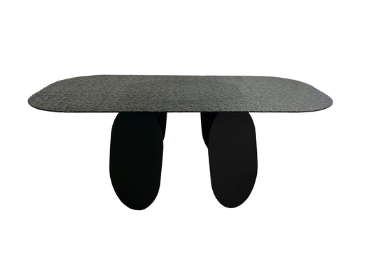 Modrest Maxine - Modern Hammered Grey Glass Rectangular Dining Table