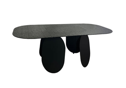 Modrest Maxine Modern Hammered Grey Glass Rectangular Dining Table - Elegant and Durable Dining Table for Contemporary Spaces