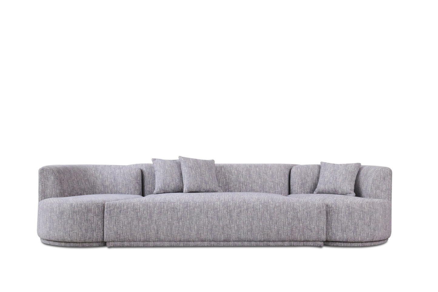 Divani Casa Beau Modern Light Grey Fabric Sectional Sofa With 2 Swirling Chairs - Stylish Upholstery and Unique Swirling Chair Design.